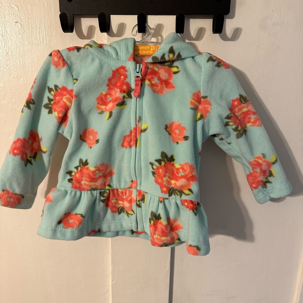 Floral fleece 0-3 zip up
